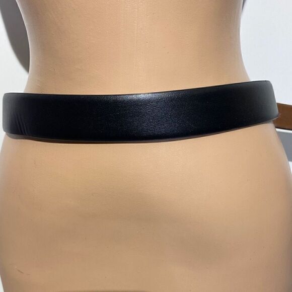 Perry Ellis Men's Black Faux Leather Silver Prong Buckle Single Strap Belt 34/85 - Picture 4 of 16